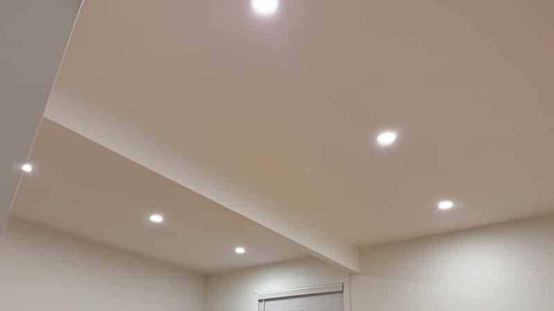 Recessed LED pot lights in home ceiling